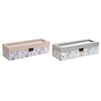 Horlogedoosje DKD Home Decor Wit Grijs Lila Licht Roze Kristal 33 x 11 x 9 cm (2 Stuks)