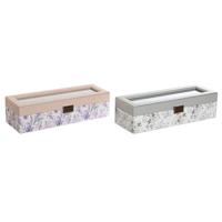 Horlogedoosje DKD Home Decor Wit Grijs Lila Licht Roze Kristal 33 x 11 x 9 cm (2 Stuks)