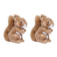 Set van 3x stuks pluche eekhoorn knuffels bruin 20 cm - thumbnail