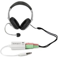 StarTech.com Witte headsetadapter voor headsets met aparte koptelefoon-/microfoonstekkers 3,5 mm 4-positie naar 2x 3-positie 3,5 mm M/F - thumbnail