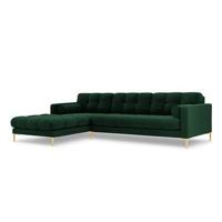 Cosmopolitan Design Bali Hoekbank met Chaise Longue Links - Flessengroen / Goud