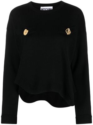 Moschino pull en laine vierge à ourlet asymétrique - Noir