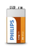Philips 9V Long life batterij - 1x - alkaline - 9 Volt blokbatterijen - batterij 9v blok - thumbnail