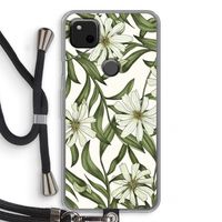 Wit bloemenpatroon: Pixel 4a Transparant Hoesje met koord