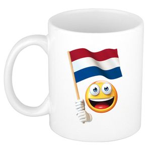 Smiley vlag Nederland mok/ beker wit 300 ml