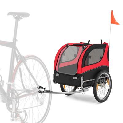 Dieren Fietskar Fietskar voor Kleine en Middelgrote Honden met 50cm Wielen Zonnedak Universeel Fietspaar Zwart + Rood