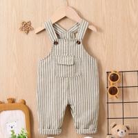 Baby Boy Plaid Print Flap Pocket Overall Jumpsuit, For Christmas Green / 12-18M