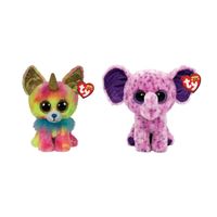 Ty - Knuffel - Beanie Boo's - Yips Chihuahua & Eva Elephant