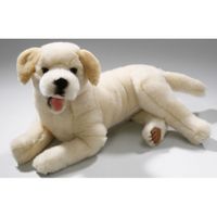 Liggende pluche knuffel labrador 36 cm - thumbnail