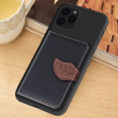 Voor iPhone 11 Pro Litchi patroon kaart tas portemonnee beugel + TPU telefoon geval met kaartsleuf portemonnee beugel functie (zwart)