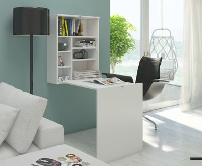 Maison's Bureau - Inklapbaar bureau - Uitklapbare kast - Wit - 71x54x75
