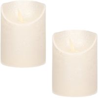 3x Creme parel LED kaarsen / stompkaarsen met bewegende vlam 10 cm