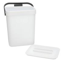 Gerimport Prullenbakje GFT - 26 cm - met klepdeksel - wit - 5 ltr - voor een keukendeurtje