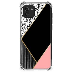 Samsung Galaxy A03 Shockproof Case Zwart Roze Vormen