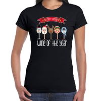 Fout kersttrui t-shirt voor dames - Kerst wijn glazen - zwart - drank/wine - thumbnail