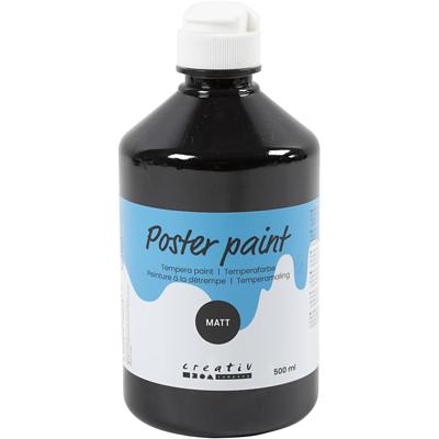 Creativ Company Tempera verf mat, zwart, 500 ml/ 1 fles