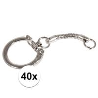Hobby sleutelringen/sleutelhangers maken - 40x - met ketting en clipsluiting - zilver - metaal