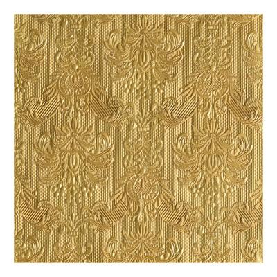 Servetten Luxe - 15x stuks - 40 x 40 cm - goud - barok patroon - 3 laags