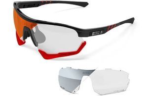 Scicon - Fietsbril - Aerotech XL - Zwart Gloss - Fotochrome Lens Rood + extra Fotochrome Lens Zilver