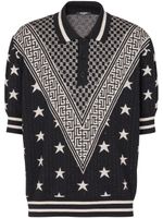 Balmain polo Monogram Stars en maille - Noir