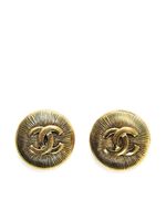 CHANEL Pre-Owned boucles d'oreilles nervurées à logo (années 1990)