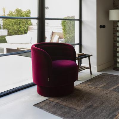 Dutchbone Fauteuil 'Dorothy' Velvet, kleur Rood