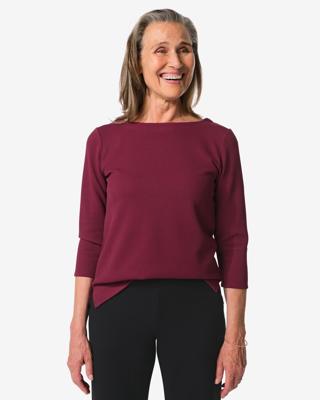 HEMA Dames T-shirt Kacey Structuur Bordeauxrood (bordeauxrood)
