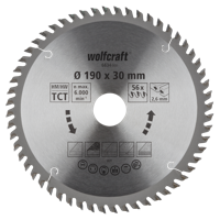 Wolfcraft Handcirkelzaagblad | HM | 56 Zähne | Ø190 x 30mm | 1 stuk - 6634000 Wolfcraft Handcirkelzaagblad | HM | 56 Zähne | Ø190 x 30mm | 1 stuk - 6634000
