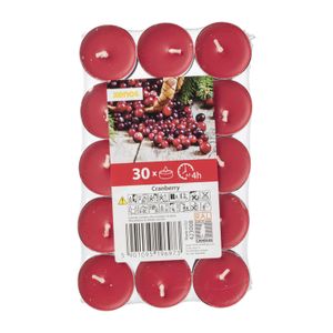 Geurwaxinelichten - cranberry - set van 30