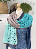 Haakpakket Mooie 1,5 meter sjaal Blauw/Groen/Bruin