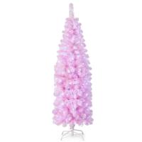 180 cm Hoge Verlichte Kunstkerstboom Scharnierende Vakantieboom met 475 Takpunten 250 Koelwitte LED-Verlichting Slanke Kerstboom