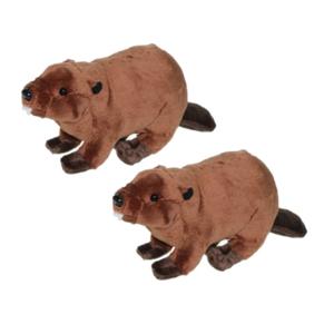 2x stuks pluche knuffel dier bever 24 cm