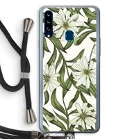 Wit bloemenpatroon: Samsung Galaxy A20s Transparant Hoesje met koord