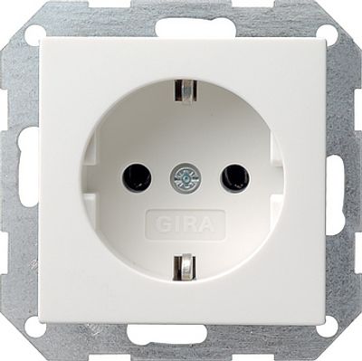 Gira 1-voudige wandcontactdoos met randaarde zuiverwit mat 446627
