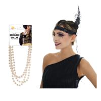 Carnaval verkleed accessoire set - dames hoofdband en parelketting - charleston/jaren 20 stijl