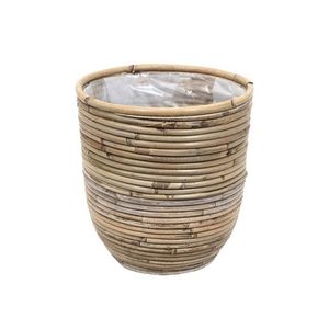 Van der Leeden rotan pot streep 18 cm naturel