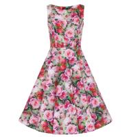 Hearts & Roses Lola Floral Swing Dress Green Pink-XXXL