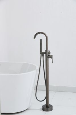 Vrijstaande badkraan SaniClear Iron | Hoogte uitloop 100 cm | Draaibare uitloop | Mengkraan | Rond | Gun metal