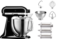 KitchenAid 5KSM185PSEOB Onyx Zwart + Pastaroller en -snijderset (3-delig)