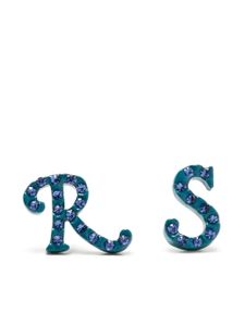 Raf Simons puces d'oreilles à logo strassé - Bleu