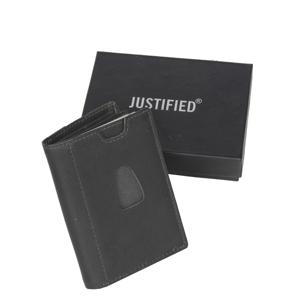 Justified Bags Leather Nappa 12 Card Holder Black Coins Pocket Inside + Box