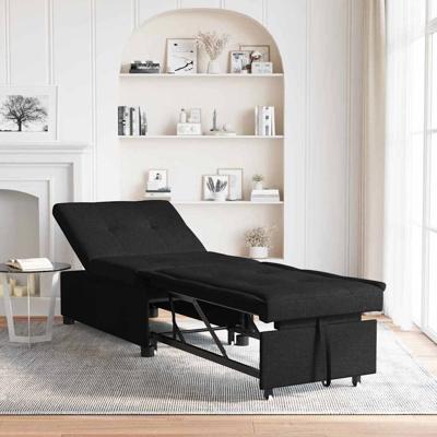 Slaapbank Zwart 194 x 67 x 37 cm Stof