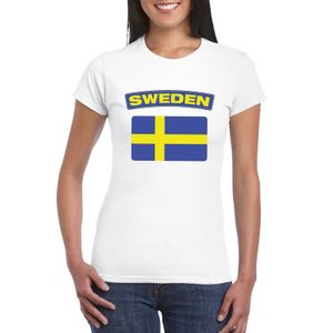 T-shirt met Zweedse vlag wit dames