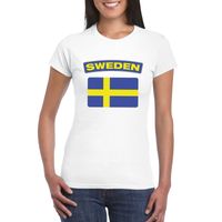 T-shirt met Zweedse vlag wit dames - thumbnail