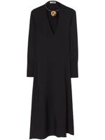 Jil Sander robe mi-longue à col orné de bijoux - Noir