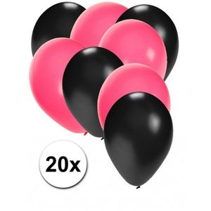 Sweet 16 zwarte en roze ballonnen 20 stuks   -