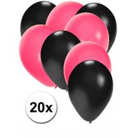 Sweet 16 zwarte en roze ballonnen 20 stuks   - - thumbnail