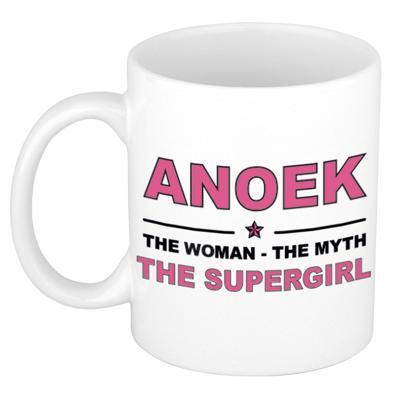 Anoek cadeau mok - Woman Myth Supergirl - naam koffiemok - 300 ml - collega - moederdag