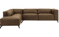 Goossens Bank Calvin groen, micro leer, 3,5-zits, modern design met ligelement links