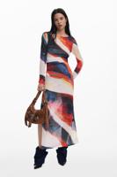 Lange jurk met golven - RED - M Lange jurk met golven - RED - M